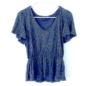 Lucky Brand Cinch Waist Short Sleeve Blouse Sz:SP